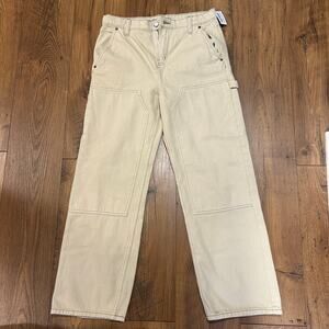 OLD NAVY Big Kids 18 Cream Cargo Jeans Front Thigh Panel Detail Baggy Adj Waist